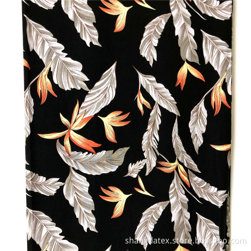 Export Rayon Printed Fabrics Design Feather And Leaves